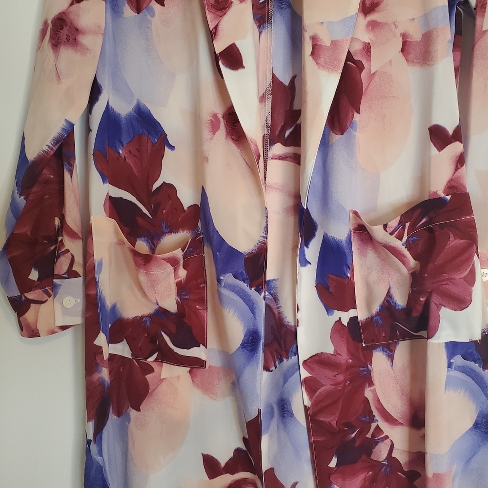 G.I.L.I. Size XXS Petite open front feminine floral maxi kimono duster - Picture 9 of 12